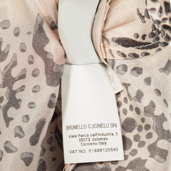 Brunello Cucinelli SS/20 Cream Printed Silk Tiered Mini Dress - Picture 13 of 14